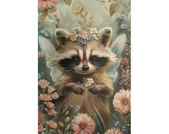 Fairy Baby Raccoon Puzzle Beautiful Flowers Jigsaw Puzzle Gift for Her Spring Puzzle for Mothers Day Colorful Puzzle for Adults 1000 Piece