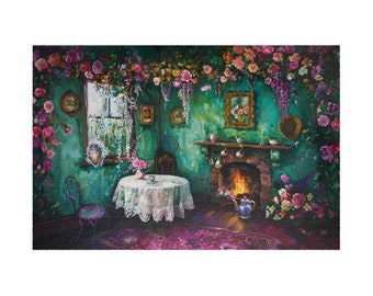 Rose Cottage Jigsaw Puzzle Impressionist Puzzle Flowers Puzzle for Mothers Day Fantasy Puzzle Gift Idea for Her 1000 Piece Puzzle for Adults