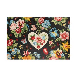 Vintage Valentine Wallpaper Jigsaw Puzzle Floral Puzzle Gift for Her 1000 Piece Puzzle for Adults 500 Piece Puzzle Pretty Puzzle Gift Idea
