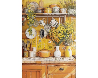 Sunny Yellow Kitchen Puzzle Beautiful Flowers Jigsaw Puzzle Gift for Her Spring Puzzle for Mothers Day Colorful Puzzle for Adults 1000 Piece