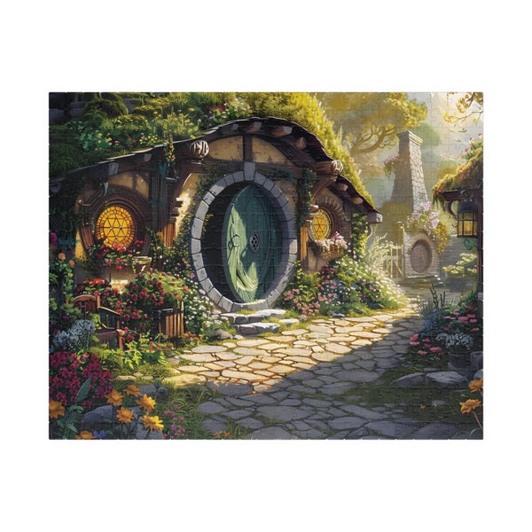 Frodos House Jigsaw Puzzle Hobbit Puzzle Fantasy Landscape Puzzle for Adults Lord of the Rings Puzzle Gift Literary Puzzle for Her 500 Piece