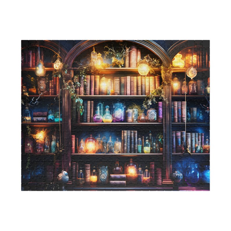 A Collection of Witchy Spell Books, Enchanted Library Jigsaw Puzzle, Art 1000 Piece Puzzle, 500 Piece Puzzle Gift for Kids, Adult Puzzle image 9