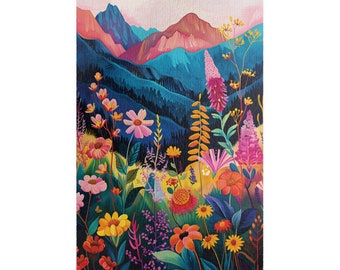 Mountain Flowers Jigsaw Puzzle Landscape Puzzle for Adults Flowers Puzzle Gift for Her Cottagecore Puzzle Nature Puzzle Floral Puzzle Lover