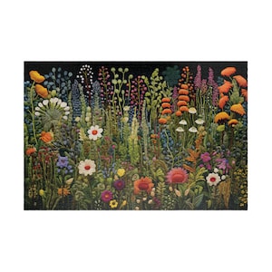 The Herbalist's Embroidered Garden Jigsaw Puzzle, Cottagecore Fall Family Activity, 1000 Piece Puzzle for Adults, 500 Piece Puzzle Gift