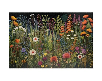 The Herbalist's Embroidered Garden Jigsaw Puzzle, Cottagecore Fall Family Activity, 1000 Piece Puzzle for Adults, 500 Piece Puzzle Gift