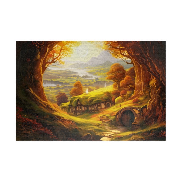 Autumn in the Shire, Lord of the Rings Jigsaw Puzzle, Hobbit 1000 Piece Puzzle for Adults, 500 Piece Puzzle for Kids, Fantasy Landscape