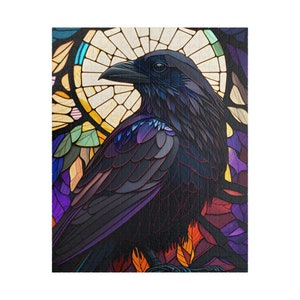 Raven Stained Glass Window Gothic 500 Piece Puzzle, 1000 Pieces, Gift Puzzle, Puzzle for Kids, Jigsaw Puzzle Family Activity, Adult Puzzle