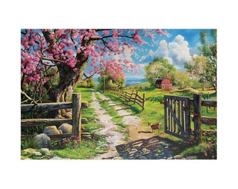 Flowering Farm Jigsaw Puzzle Flowers Puzzle Gift for Her Landscape Puzzle for Adults Cottagecore Puzzle Nature Puzzle Floral Puzzle Lover