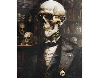 Death Jigsaw Puzzle Skeleton Puzzle Gothic Skull Puzzle Gift for Him Spooky Puzzle for Adults 1000 Piece Puzzle 500 Pieces Horror Puzzle