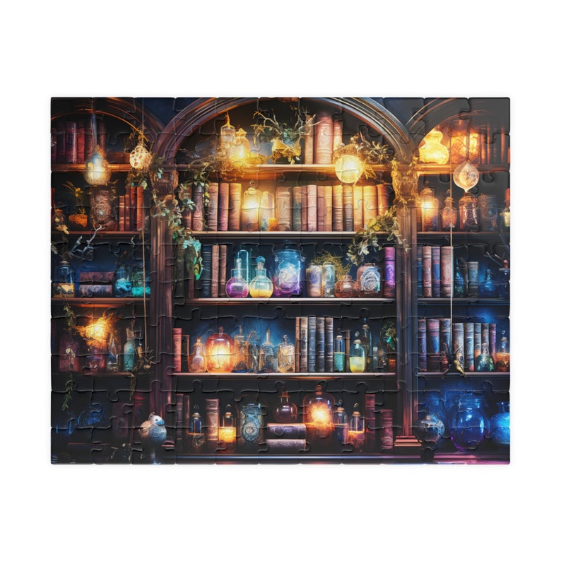 A Collection of Witchy Spell Books, Enchanted Library Jigsaw Puzzle, Art 1000 Piece Puzzle, 500 Piece Puzzle Gift for Kids, Adult Puzzle image 4