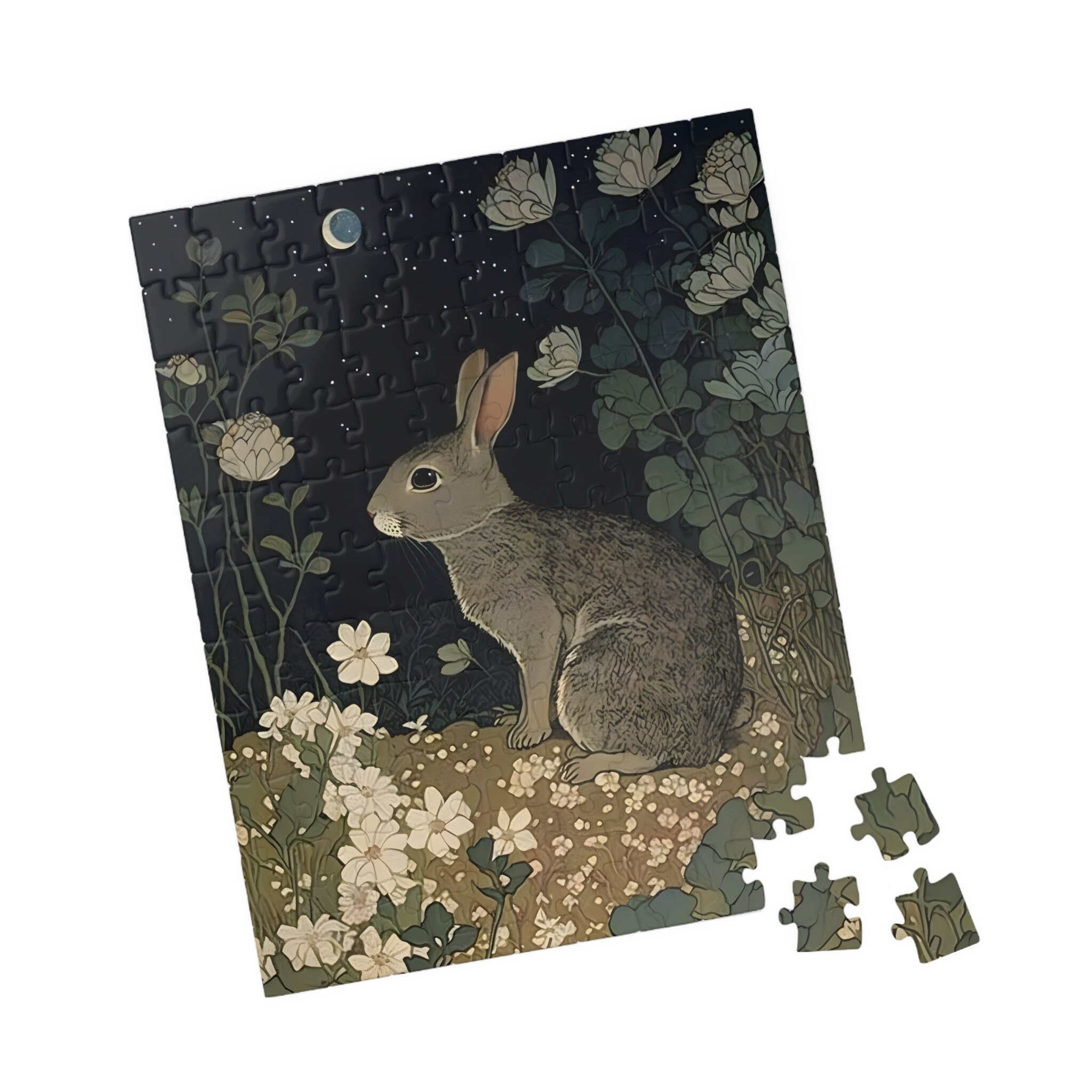 William Morris Inspired Bunny Rabbit in Moonlight 500 Piece - Etsy