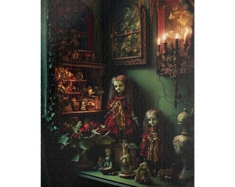 Creepy Dolls, Haunted Toys in Abandoned Nursery, Gothic Horror Jigsaw Puzzle, 500 Piece Puzzle, 1000 Piece Puzzle for Adults, Halloween Gift