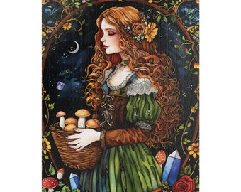 Green Witch Puzzle Cottagecore Jigsaw Puzzle Gift for Her Nature Puzzle for Mothers Day Dark Academia Puzzle for Adults Nature Puzzle