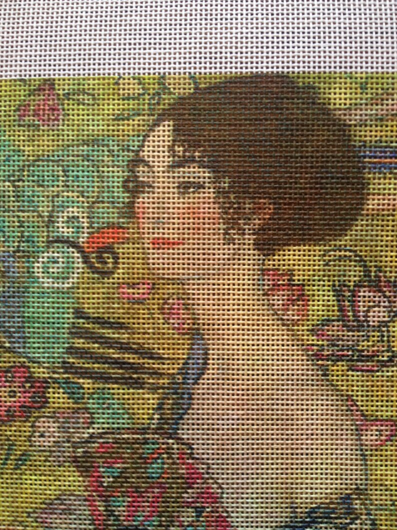 Lady With Fan by Klimt on Mono Deluxe Needlepoint Canvas 14ct Etsy
