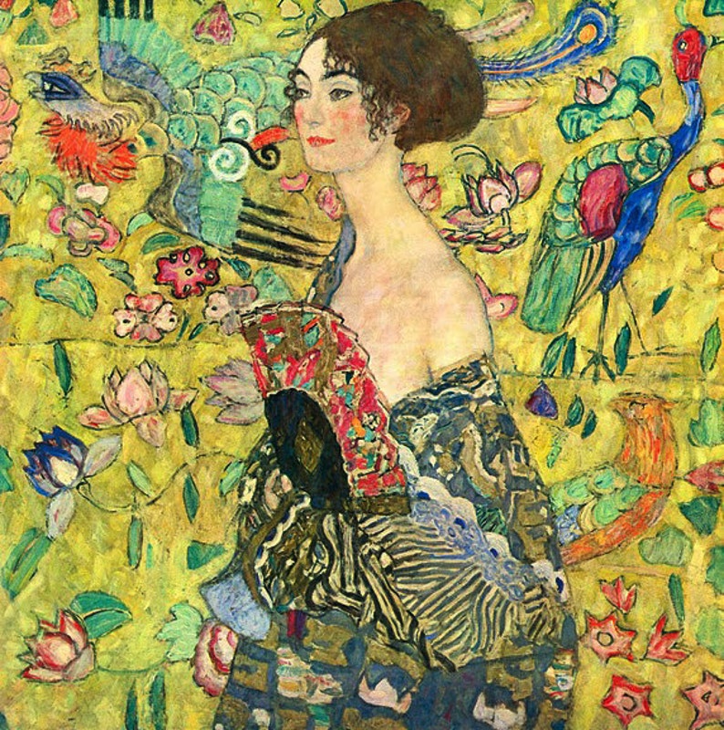 Lady with Fan by Klimt on mono deluxe Needlepoint Canvas 14ct Etsy