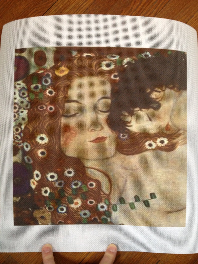 Mother and Child by Gustav Klimt on mono deluxe Needlepoint Etsy