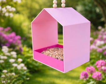 Vogelfutterhaus in Wunschfarben – modernes Vogelhaus mit herausnehmbarer Futterbox – dekorative Futterstelle für Garten & Balkon