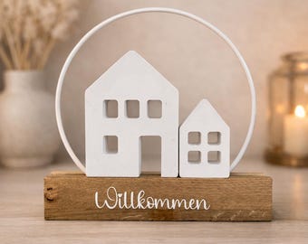 Willkommensschild „Häuser mit Loop“ | Dekoration | Richtfest| Einweihung | Minimalistisch | Geschenk | Muttertag | Valentinstag