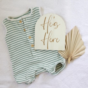 He&#39;s Here She&#39;s Here Engraved Wooden Sign, Reversible Gender Reveal It&#39;s a Girl, It&#39;s a Boy Newborn Photo Prop, Hospital Birth Announcement