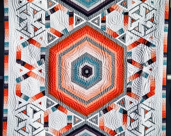 Patrón de edredón hexagonal iridiscente: diseño triangular moderno (patrón en PDF)