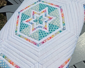 Patrón de colcha de estrellas Seven Sisters: Diseño arcoíris, avanzado (patrón PDF)