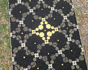 Patrón de bloque de edredón octogonal con efecto ondulado, patchwork moderno (patrón PDF)