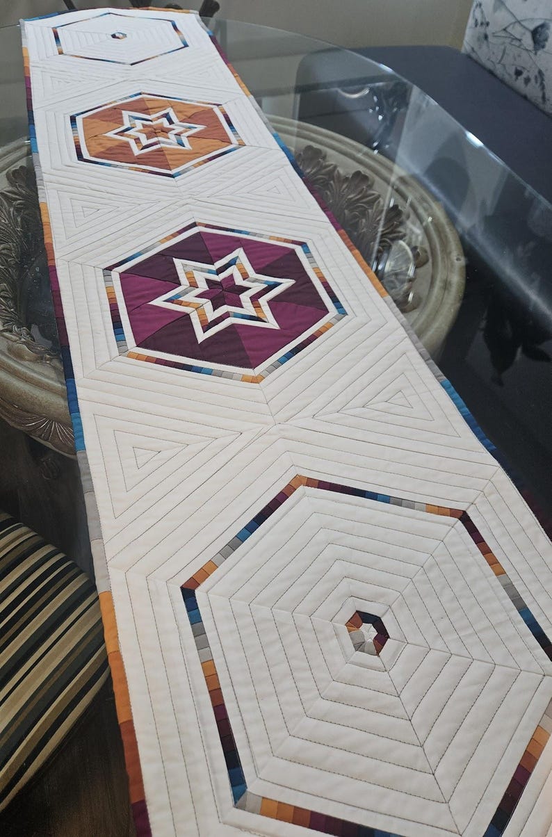 Star and Hexagon Table Runner Pattern (PDF Pattern) - Etsy