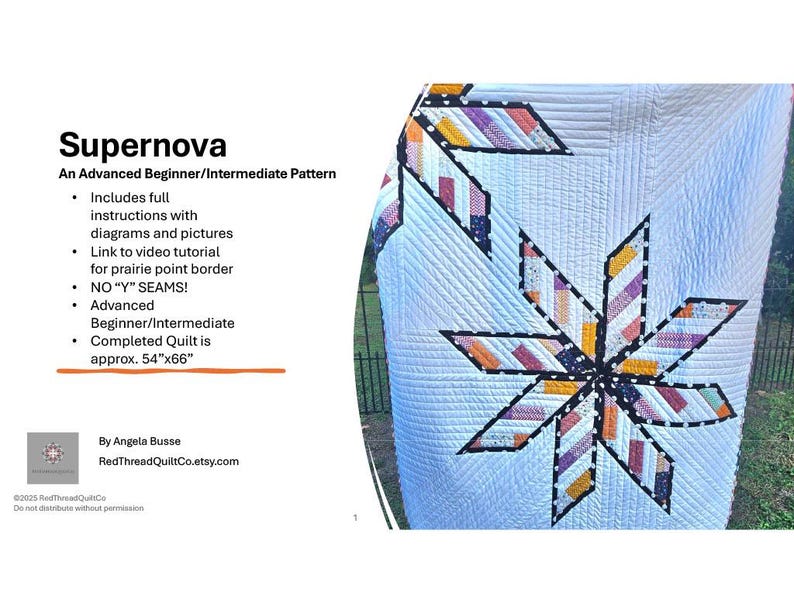 Supernova Star Quilt Pattern: Modern Prairie Point Design (PDF Pattern ...