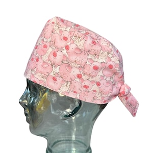 Happy Pigs Scrub Cap, Pigs Scrub Hat, Animals Scrub Hat, Men&#39;s/Unisex Skullcap, Pixie Scrub Cap