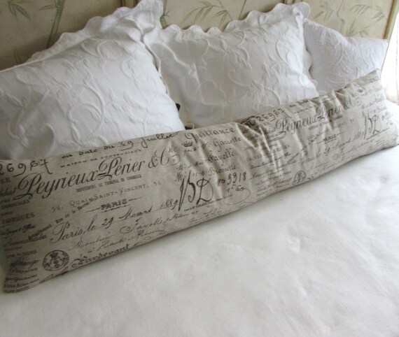 French Script Long Decorative Bolster Pillow Cover 12x54 Etsy