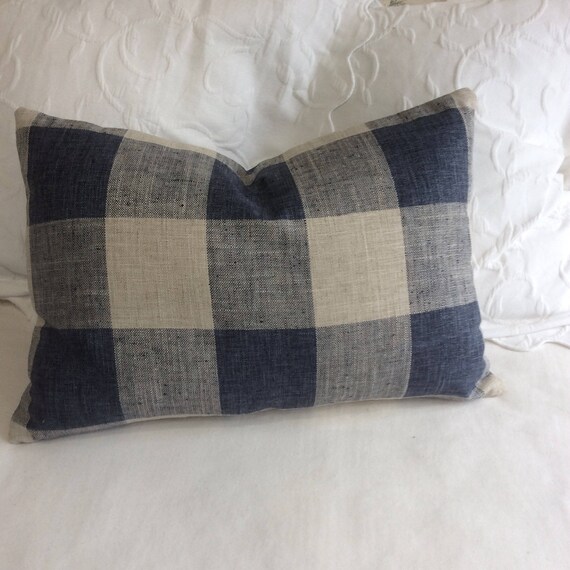 blue buffalo check pillow