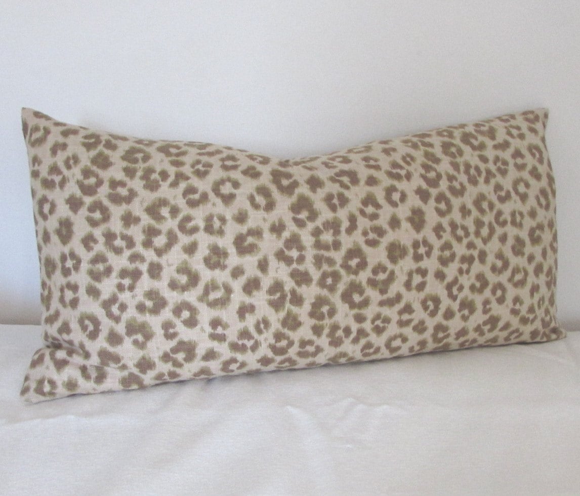 CHEETAH LINEN lumbar bolster throw pillow 13x26 insert Etsy
