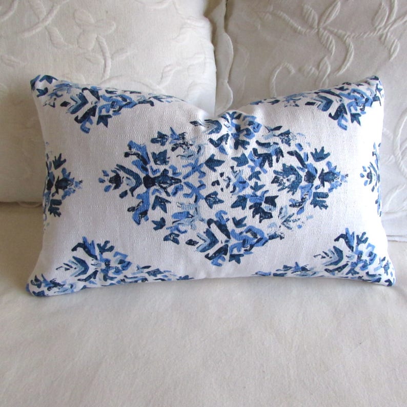 Blythe Pacific Blue Decorative Lumbar Pillow With Insert 12x20 Etsy