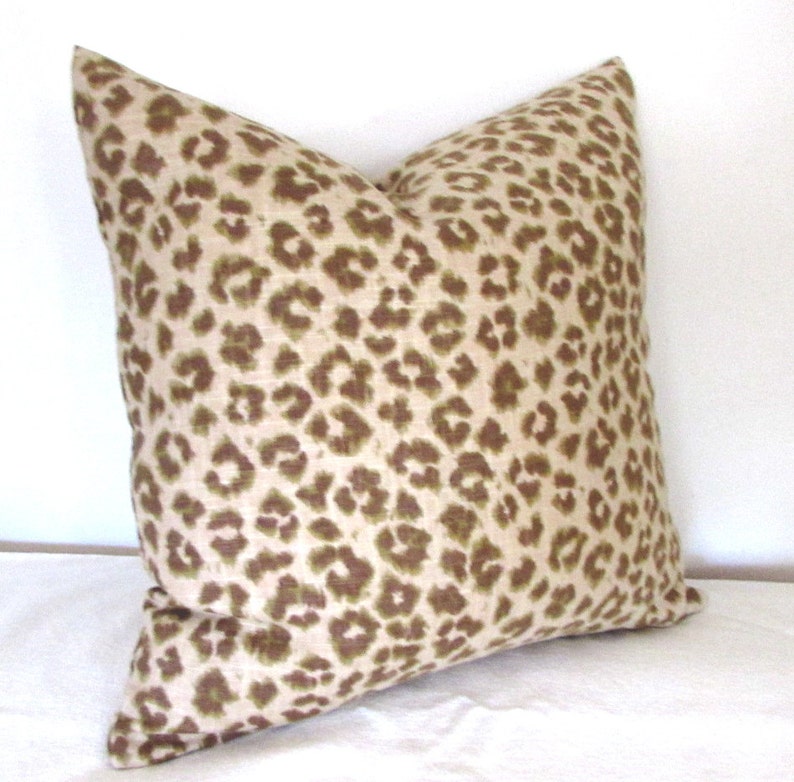 CHEETAH LINEN lumbar bolster throw pillow 13x26 insert Etsy