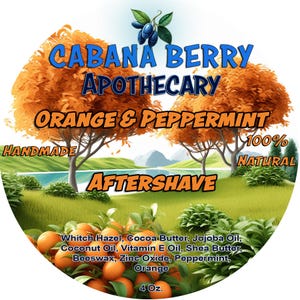 Orange Peppermint Aftershave Balm – Refreshing Handmade Vegan Shaving Balm, Natural Moisturizer for Men