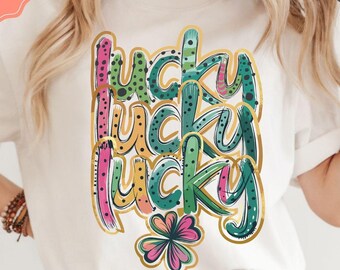 Retro Lucky Shamrock PNG: St. Patrick's Day Brushstroke Design (Digital Download)