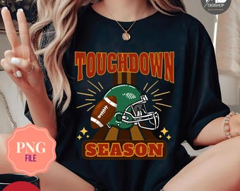 Touchdown Season PNG: Retro Football Helmet Design (Digital Download)