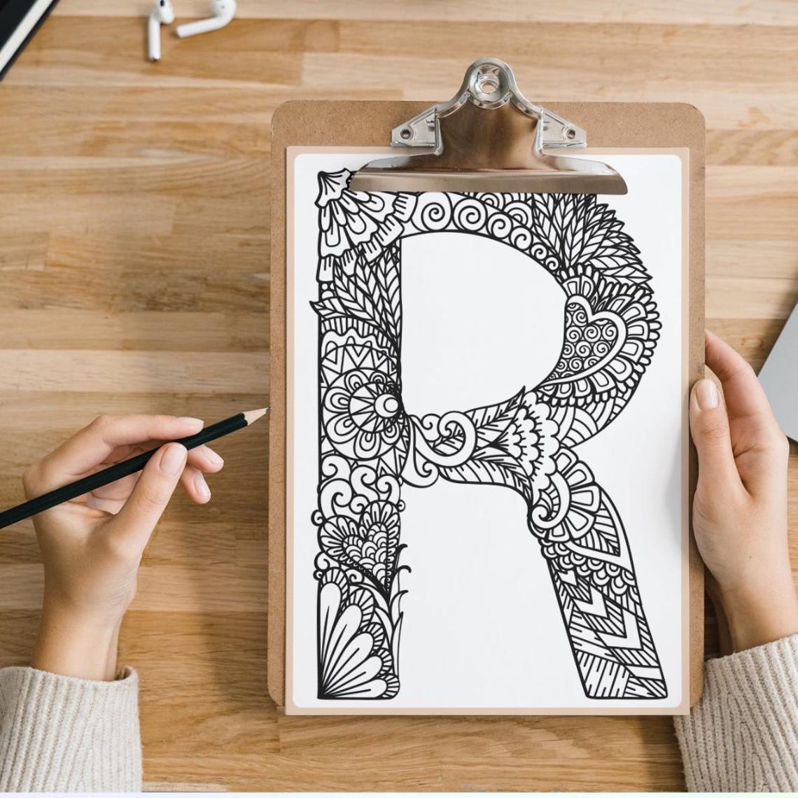 ABC Zentangle Coloring Book With 26 Pages (double ABC) With Flowers and ...
