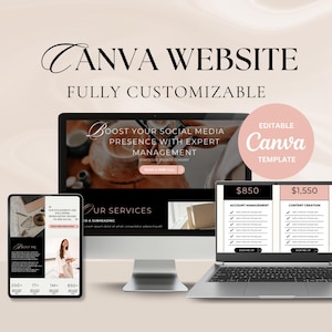Canva Website Template für Marketing Profis, VAs, Coaches & Social Media Experten - In Canva integriert, kein Code erforderlich