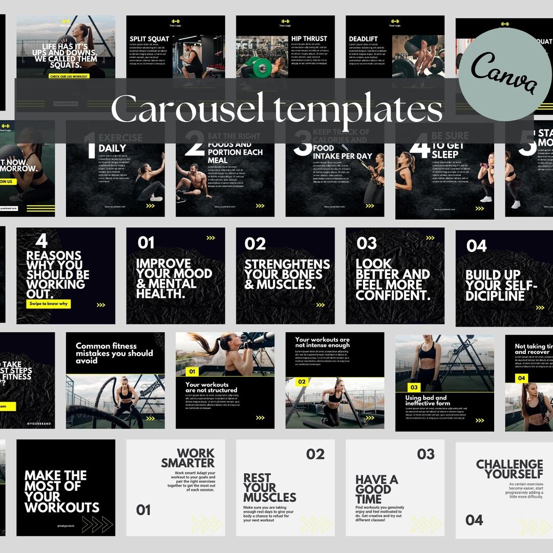 Carousel Fit Instagram Carousel With Our Social Media Template Sport | Instagram ...