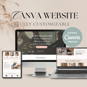 Plantilla de sitio web de Canva lista para usar / Sitio web de Canva / Sitio web de Canva para fitness / Ejemplo de sitio web de Canva