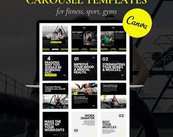 Instagram Carousel with Our Social Media Template sport | Instagram Templates - Fitness  | Carousel template | LinkedIn Carousel