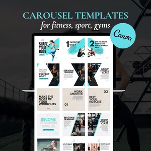 Carousel template for fitness or sport | LinkedIn post | Instagram templates fitness | Carousel template | Social media template sport