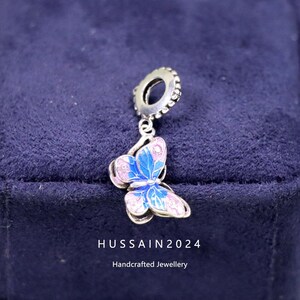S925 Sterling Silver Colorful Butterfly Charm Bead Pendant for Bracelet Necklace Pandora Style
