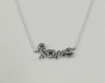 pandora Funkelnde Handgeschriebene Liebe Collier Halskette-45 cm
