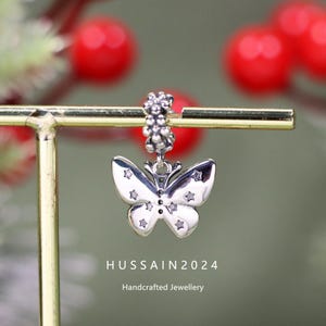 925 Silver Colorful Butterfly Pendant Charm Bead Bracelet Necklace Pandora Style