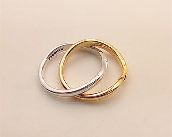 pandora essence two-tone entwined bands ring