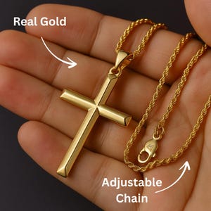 Luxury 18K Gold Cross Necklace Christian Pendant Minimalist Gold Chain for Men Hip Hop Jewelry Faith Gift Spiritual Necklace for Him