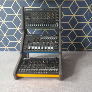 Support triple noir en Valchromat pour synthés compacts Roland Aira