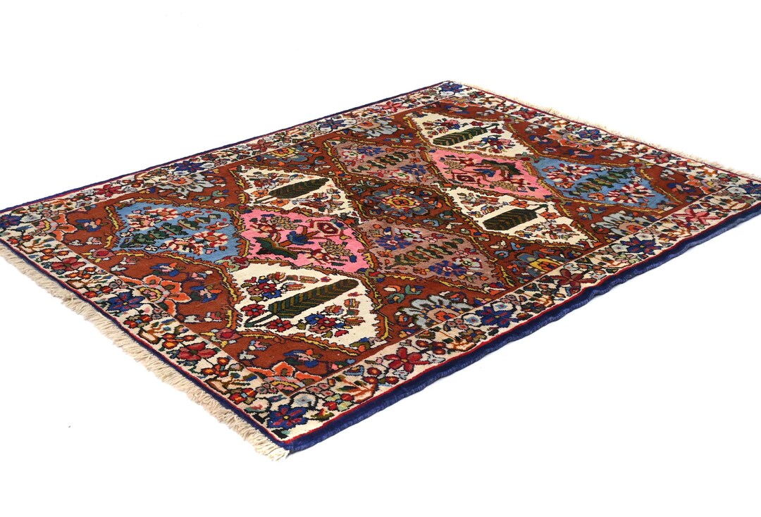 4X5 Hand-knotted Pakistani Wool Rug: Rusty Red Tribal Floral Accent (3 ...